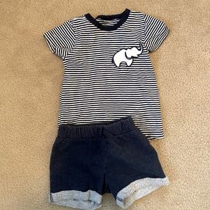 Monica & Andy Navy Stripe Elephant Short Set